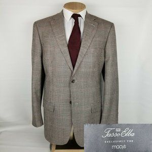Tasso Elba Men Sport Coat 44L Houndstooth Cashmere